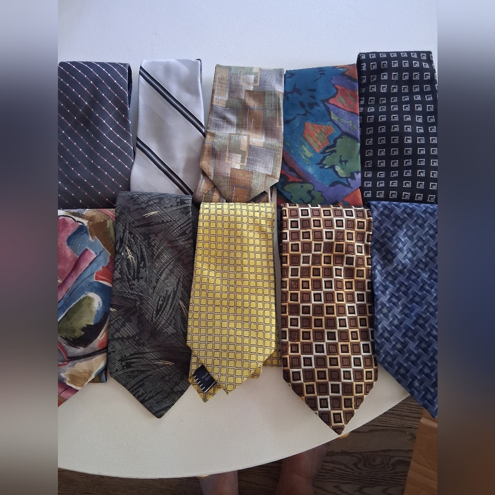 Oilo Studio Men's Tie Set - Bold Patterns in Yellow, Blue, and Black 10 Ties #2